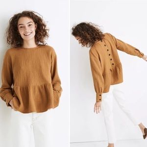 📔 Madewell | Lightspun Button-back Peplum Top